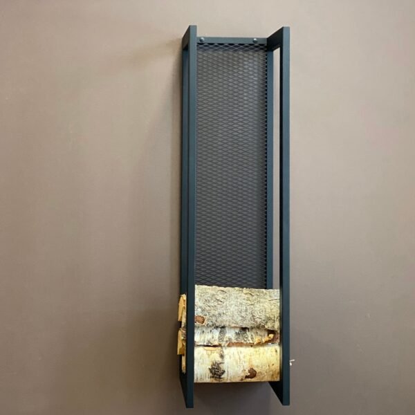 Cedar wall mounted firewood rack