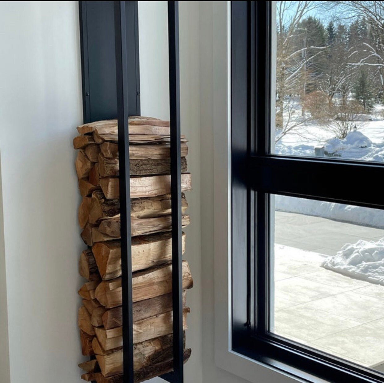 Plate wall mounted firewood rack, view 6