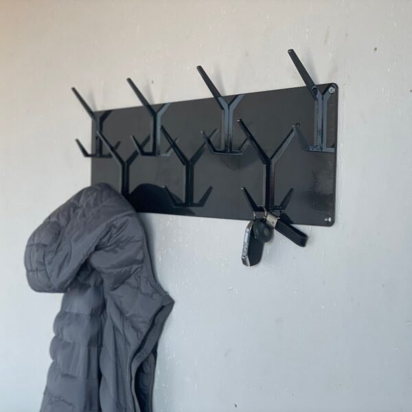 Steel industrial style steel coat & hat rack covered with powder coating 