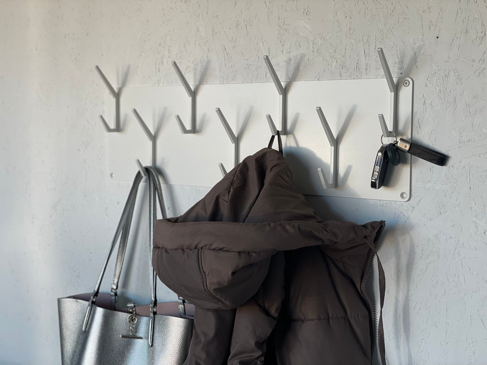 Steel Industrial style steel coat & hat rack covered with powder coating (5" / 14 cm height)