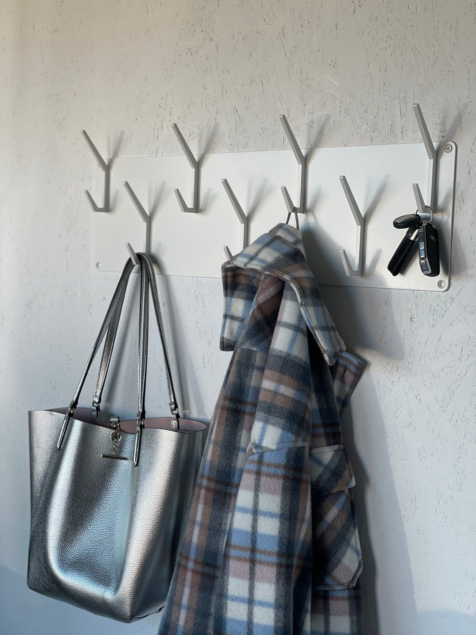 Steel Industrial style steel coat & hat rack covered with powder coating (5" / 14 cm height) , view 2