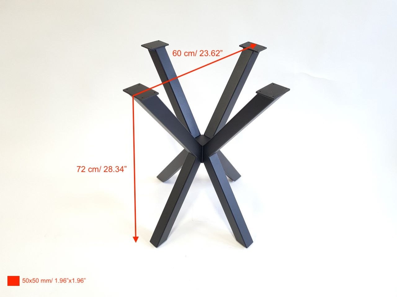 Spider 4 dining table base, view 2
