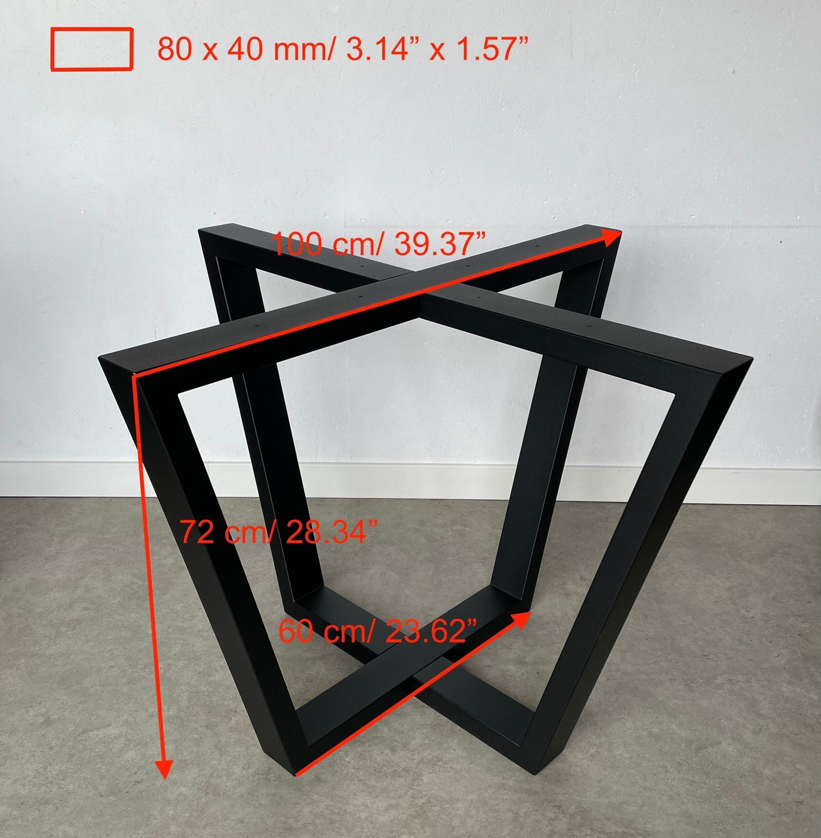 Velmet dining table base, view 2