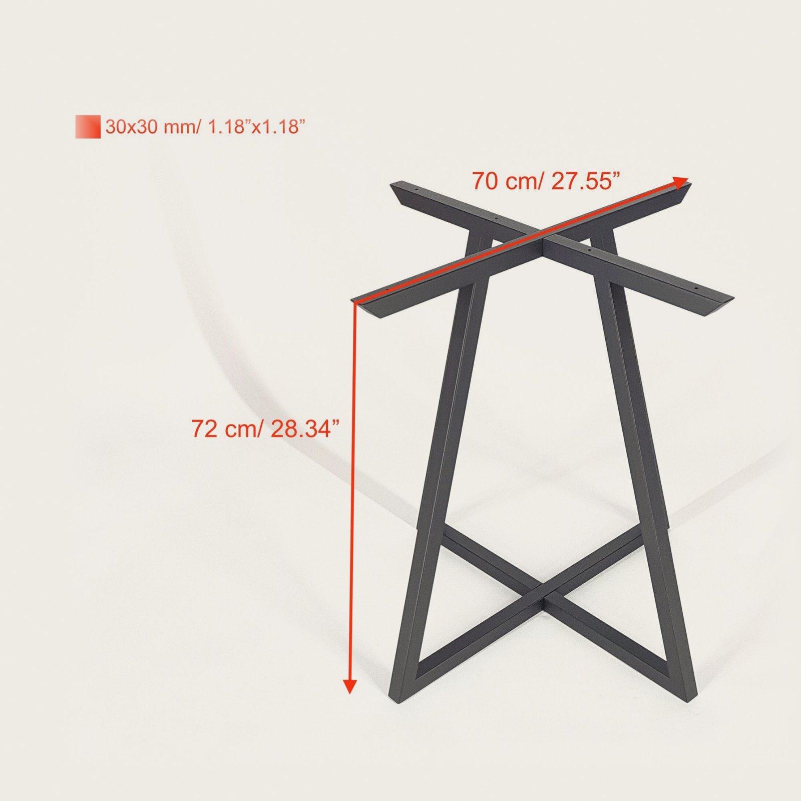 Cross dining table base, view 2