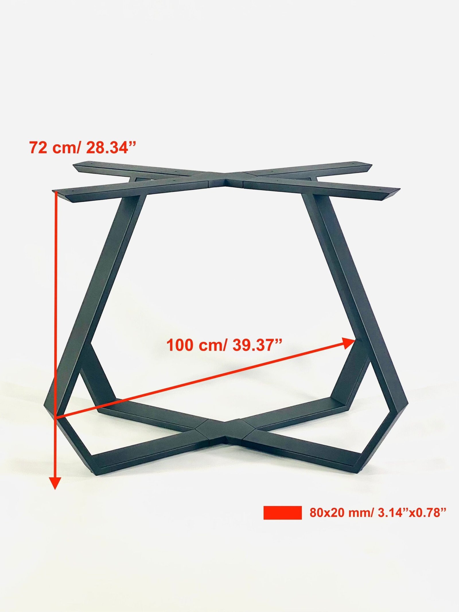 Oval dining table base, view 2