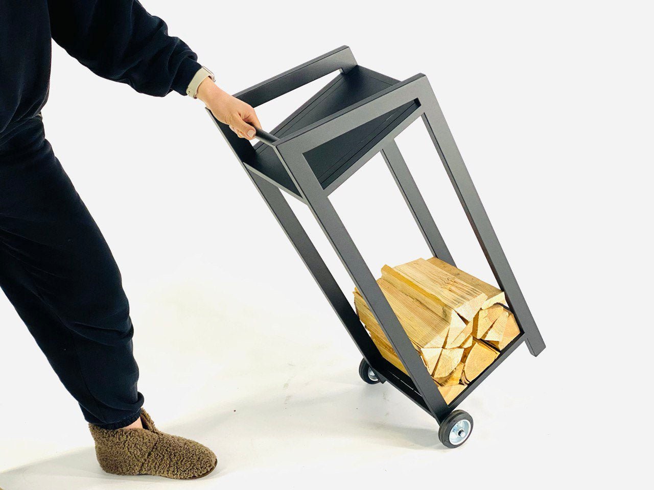 Sam 2 movable firewood rack with wheels, view 3