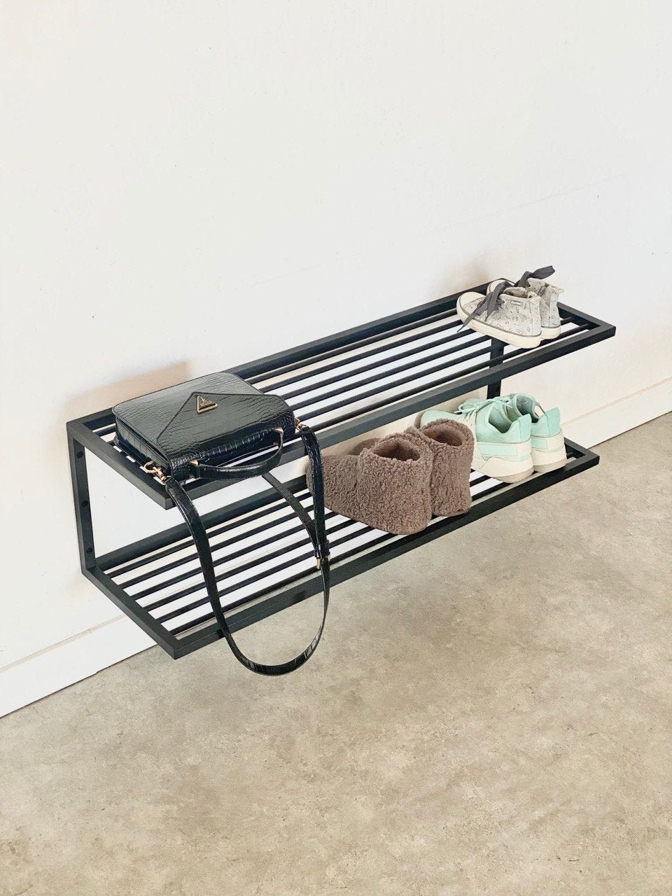 Modern 2 wall mounted shoe rack, view 3