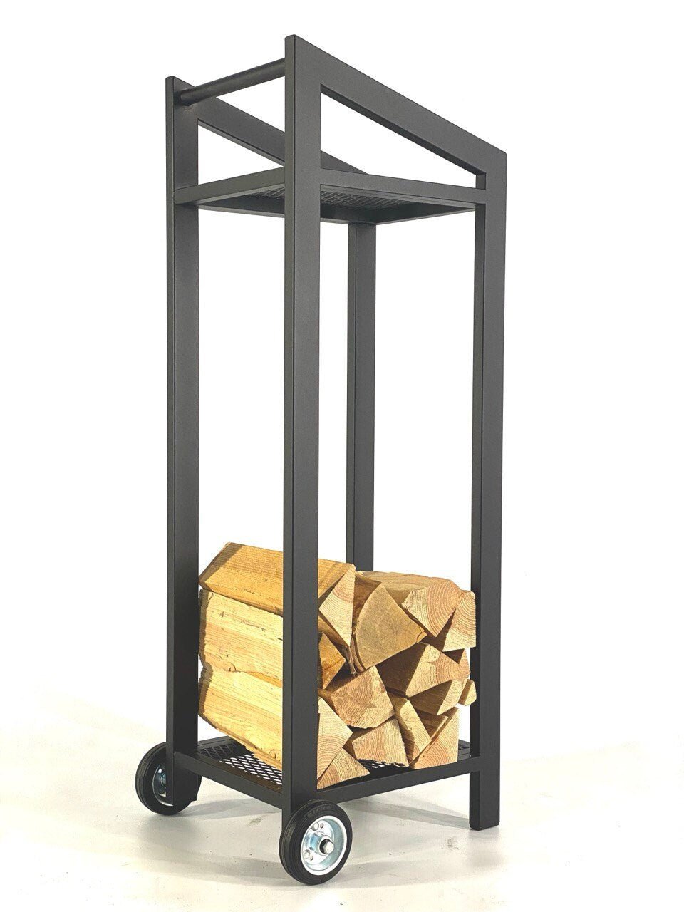 Sam movable firewood rack with wheels, view 3