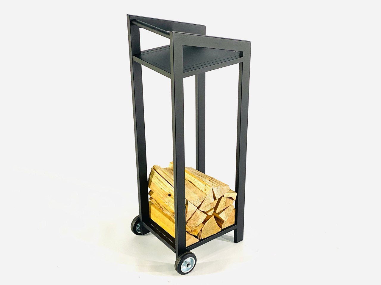 Sam 2 movable firewood rack with wheels
