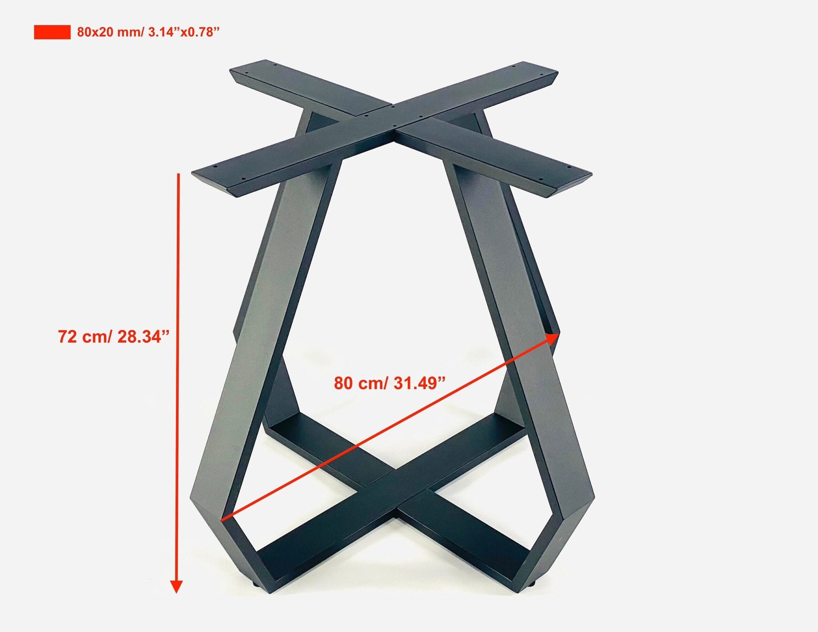Pear dining table base, view 2