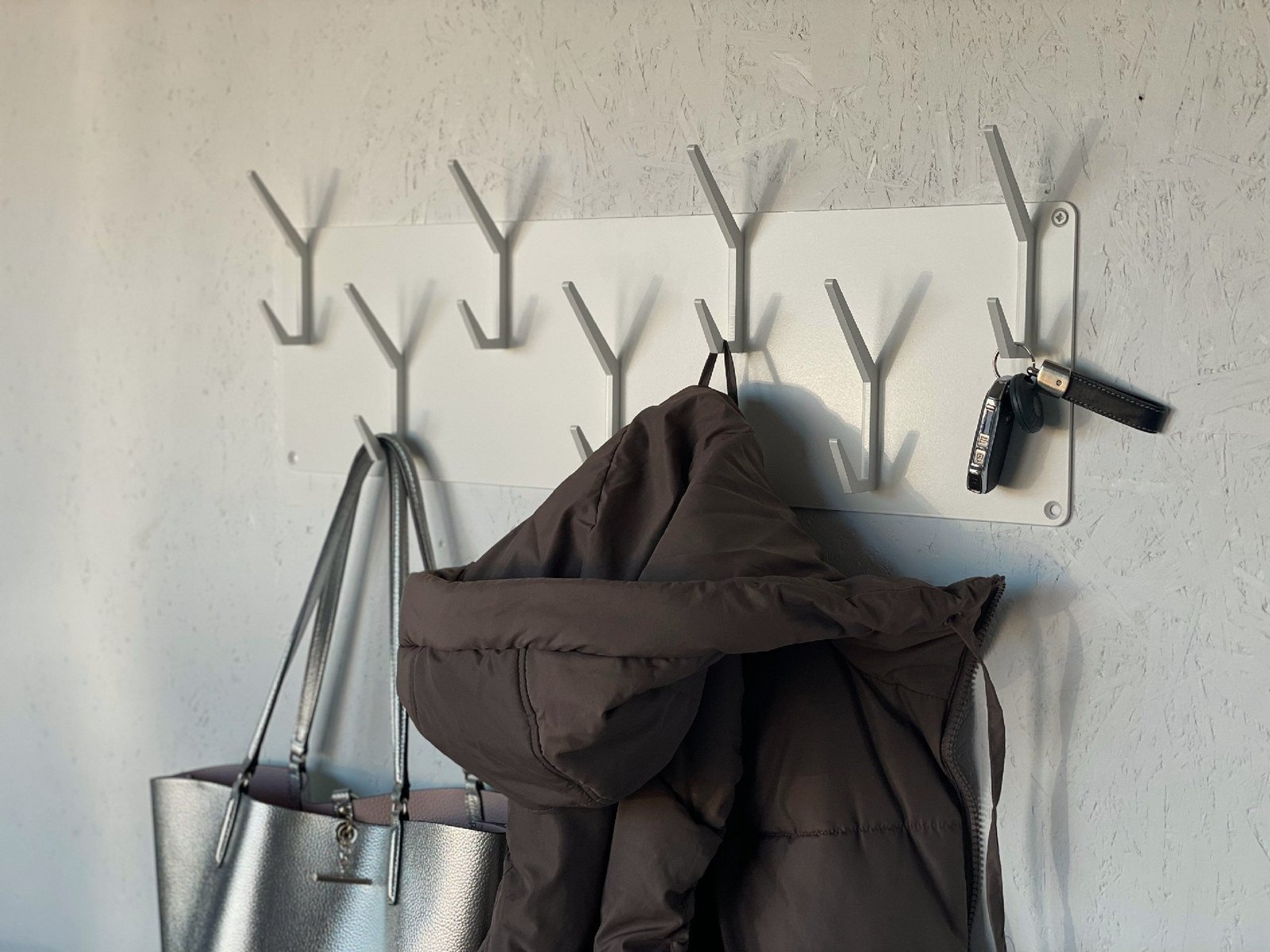 Steel Industrial style steel coat & hat rack covered with powder coating (5" / 14 cm height)