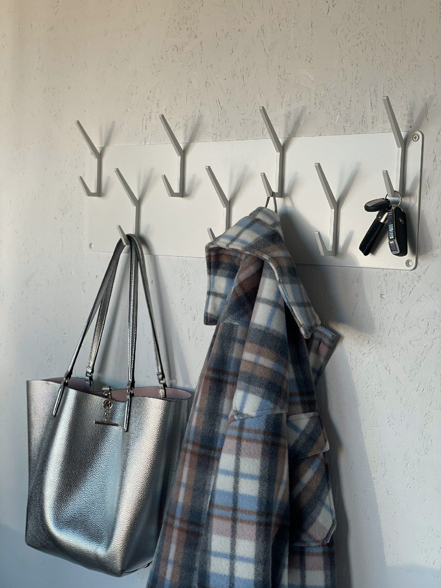 Steel Industrial style steel coat & hat rack covered with powder coating (5" / 14 cm height) , view 2